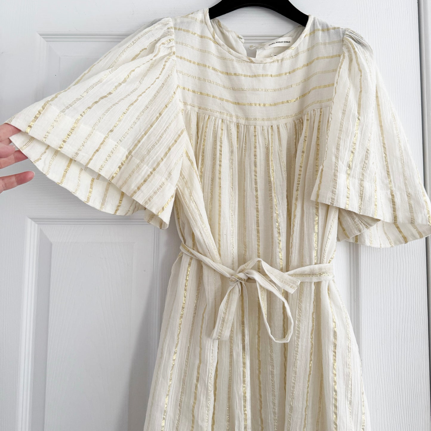Isabel Marant Etoile "Samoa" Dress in Striped Ivory/Gold, size 40
