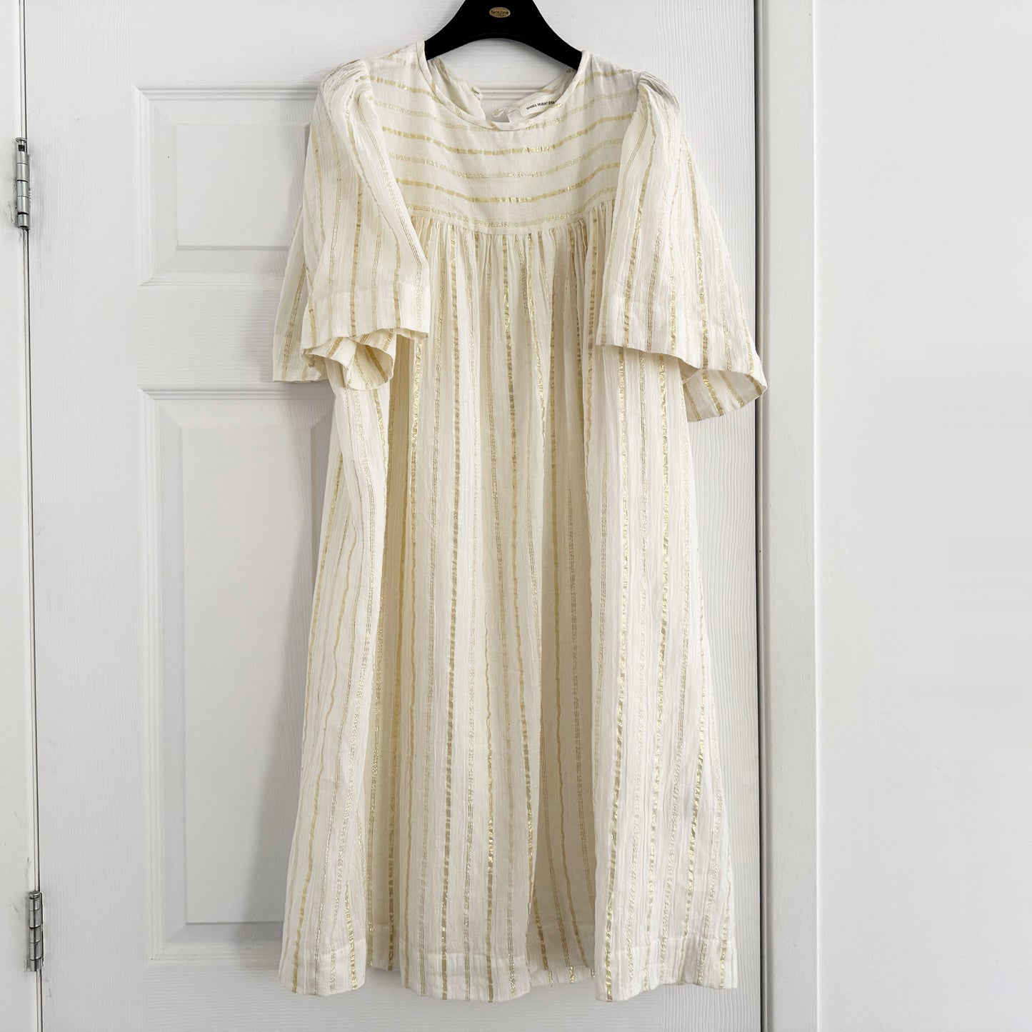 Isabel Marant Etoile "Samoa" Dress in Striped Ivory/Gold, size 40