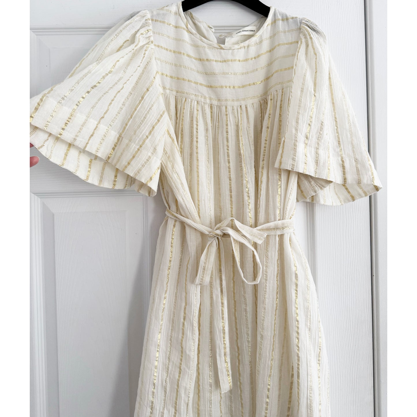 Isabel Marant Etoile "Samoa" Dress in Striped Ivory/Gold, size 40