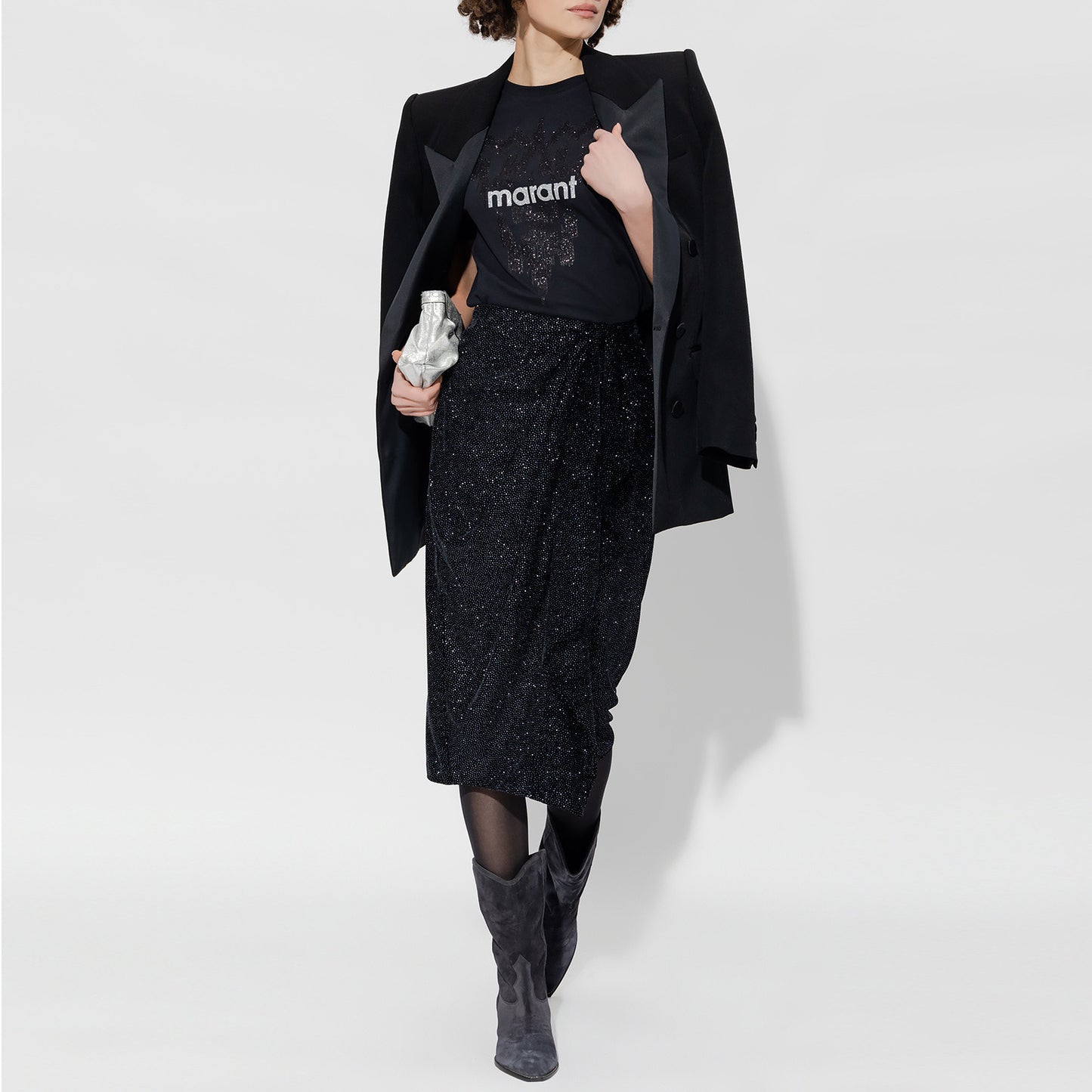 Isabel Marant Etoile "Alyssa" sparkly velvet skirt in Black, size 36 (fits like size 2)