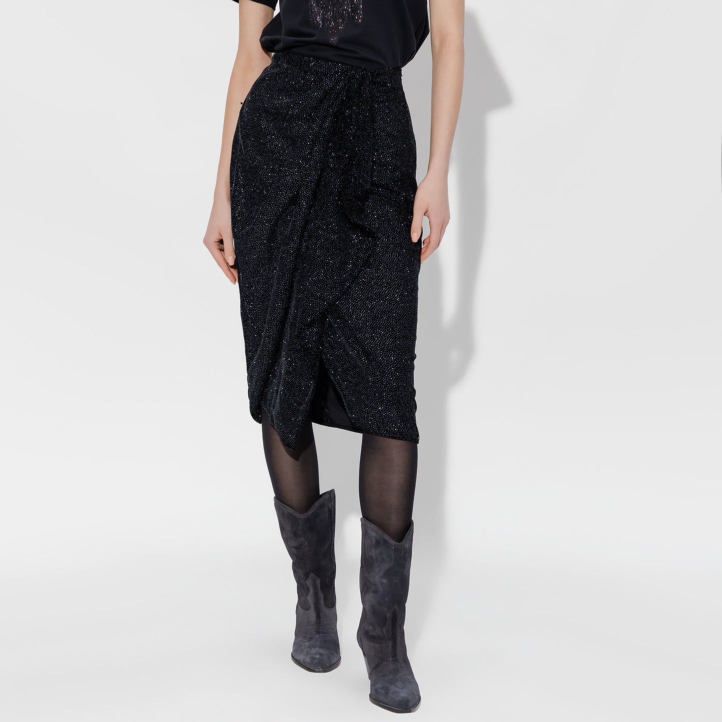 Isabel Marant Etoile "Alyssa" sparkly velvet skirt in Black, size 36 (fits like size 2)