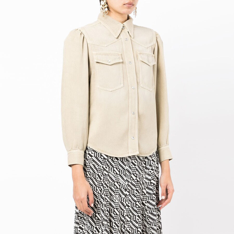 Isabel Marant Etoile "Tahisli" Western Shirt in Beige, size 38 (fits size small)