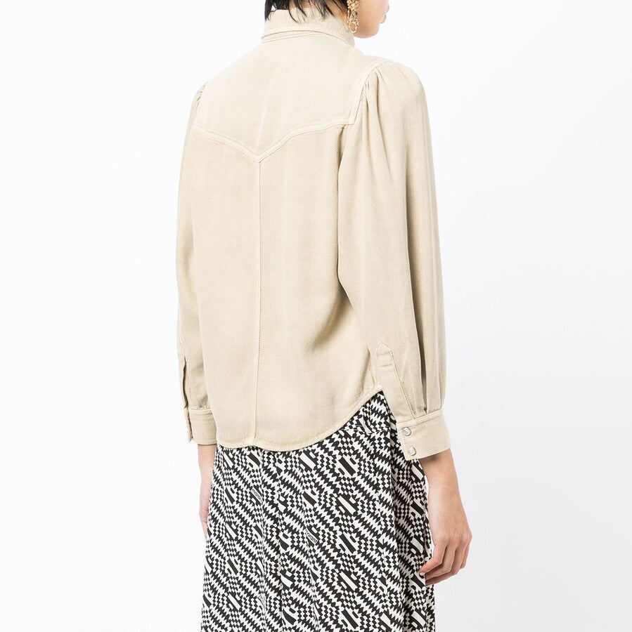 Isabel Marant Etoile "Tahisli" Western Shirt in Beige, size 38 (fits size small)