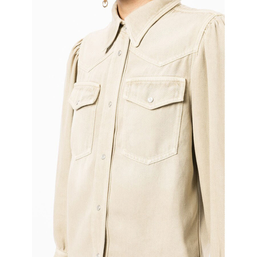 Isabel Marant Etoile "Tahisli" Western Shirt in Beige, size 38 (fits size small)