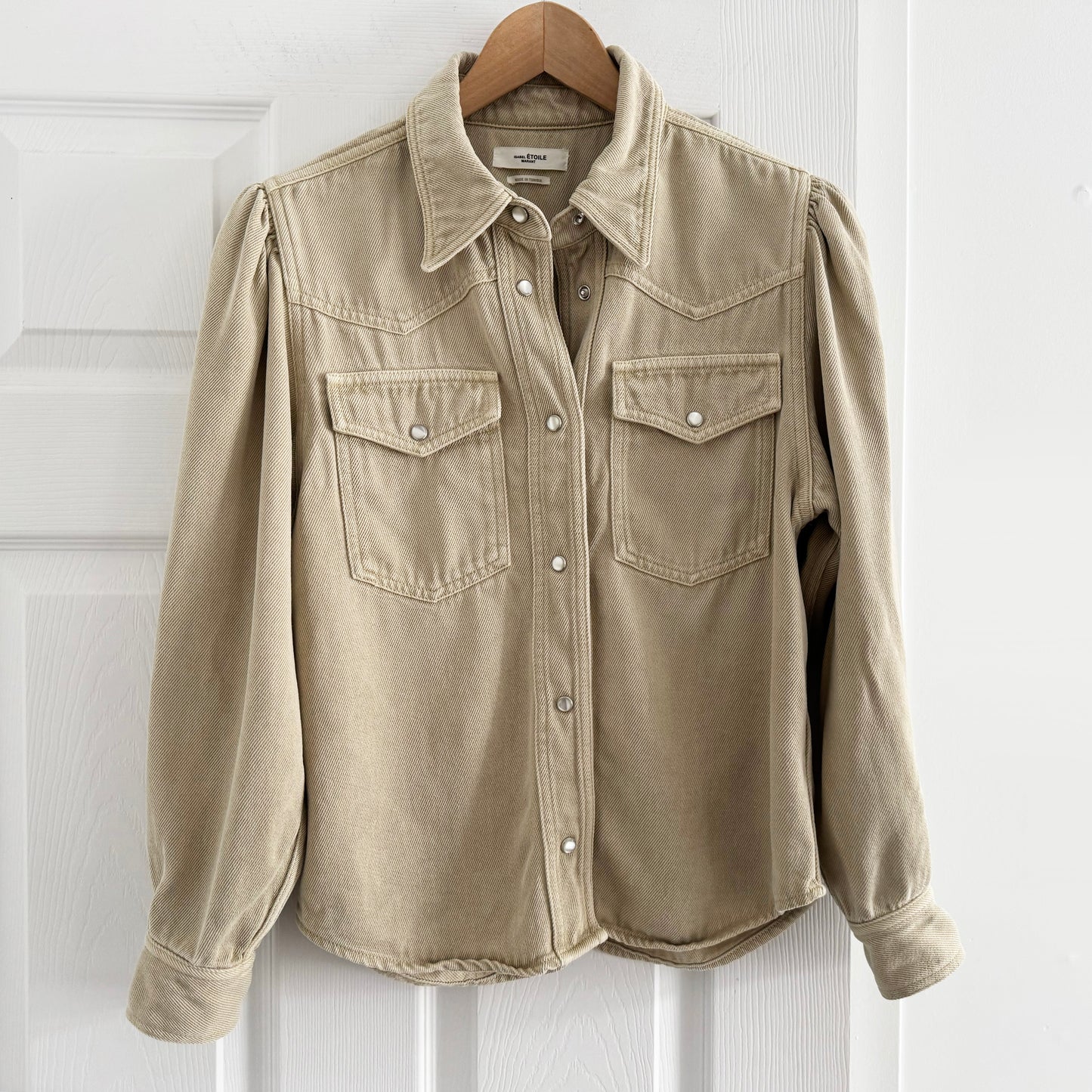 Isabel Marant Etoile "Tahisli" Western Shirt in Beige, size 38 (fits size small)