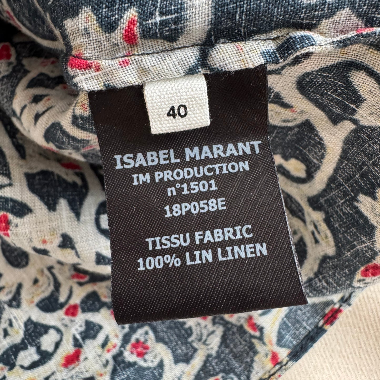 Isabel Marant Etoile "Thomy" One Shoulder Printed Linen Top, size 40