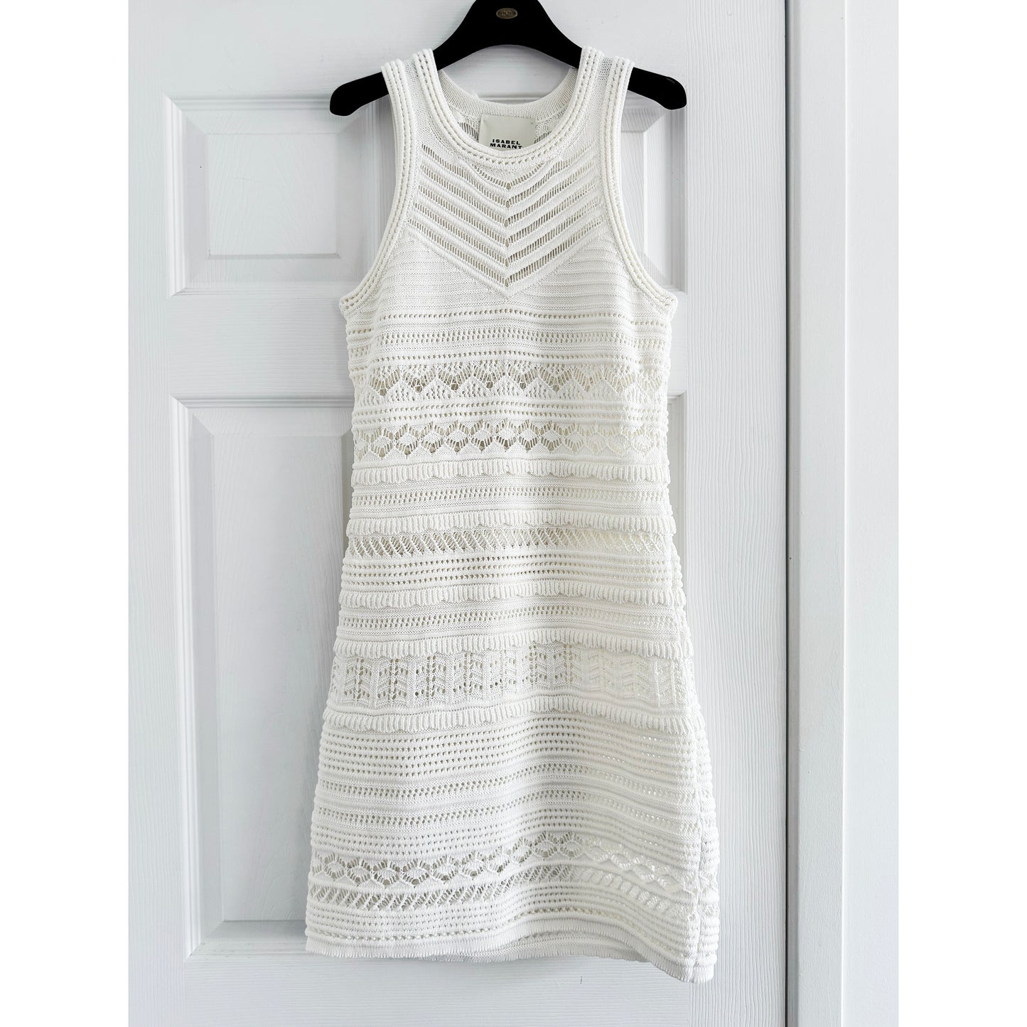 Isabel Marant "Ava" Cotton Crochet Midi Dress in White, size 40 (fits US 4/6)