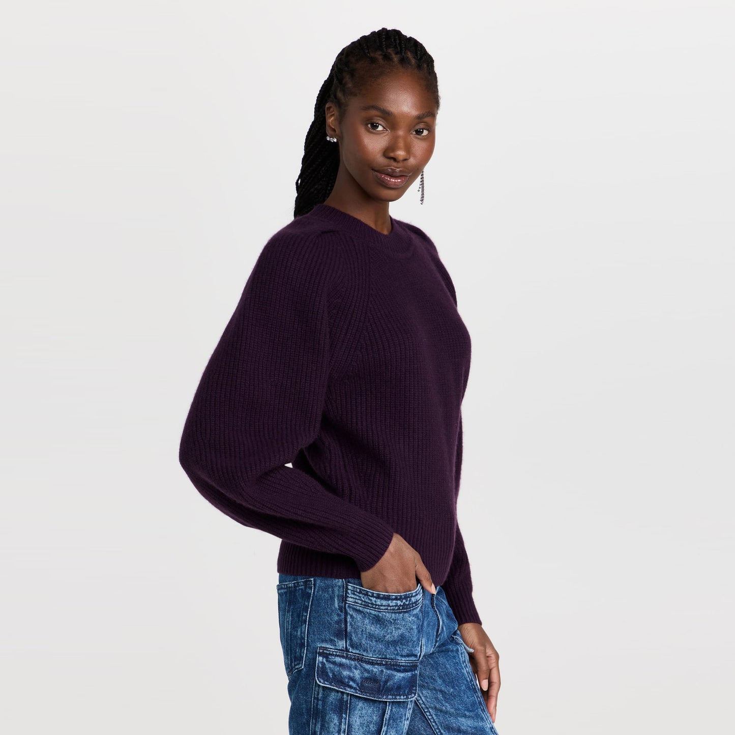 Isabel Marant "Billie" Cashmere Sweater in Dark Purple, size 40