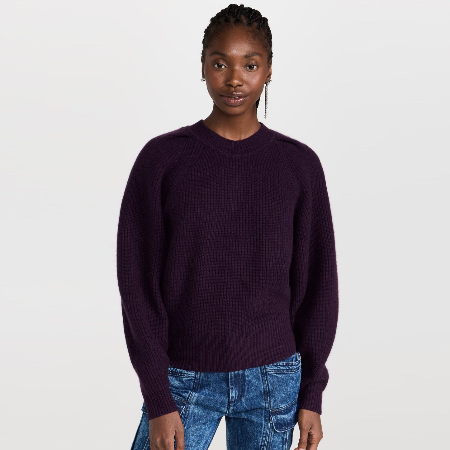 Isabel Marant "Billie" Cashmere Sweater in Dark Purple, size 40