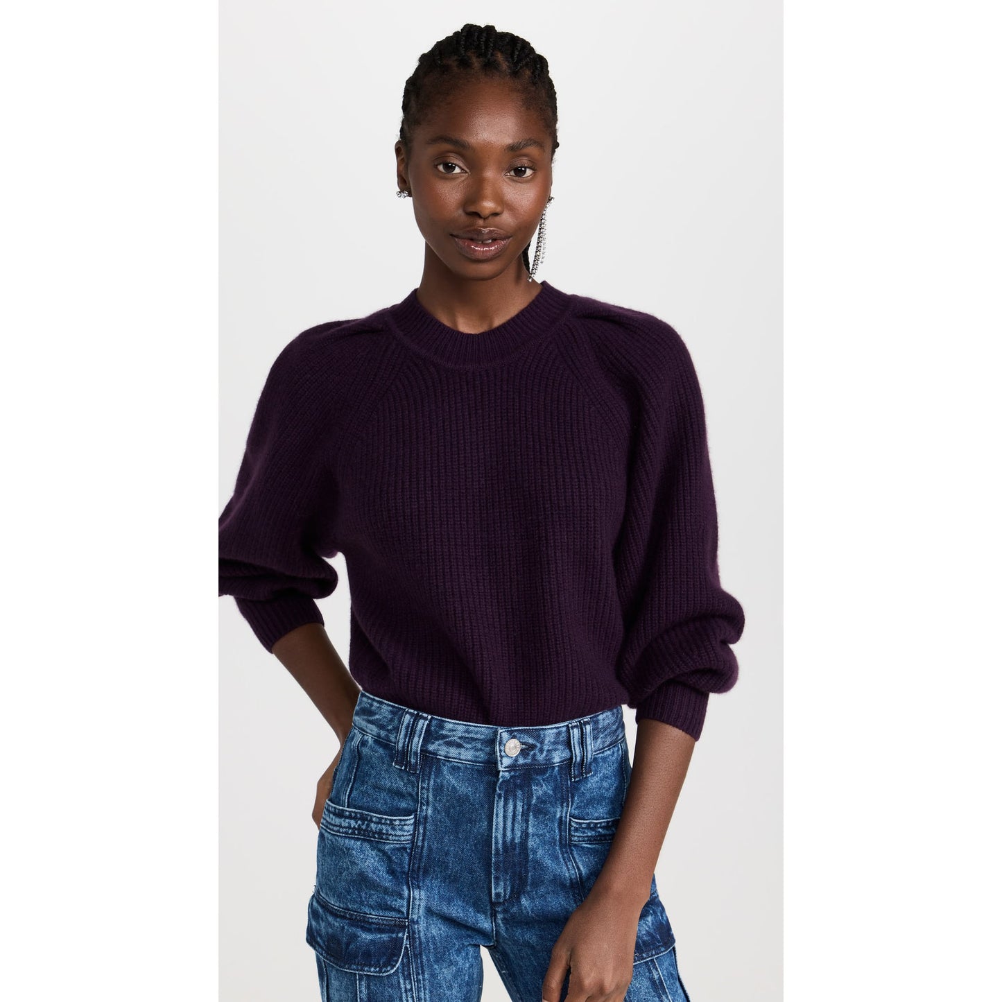 Isabel Marant "Billie" Cashmere Sweater in Dark Purple, size 40