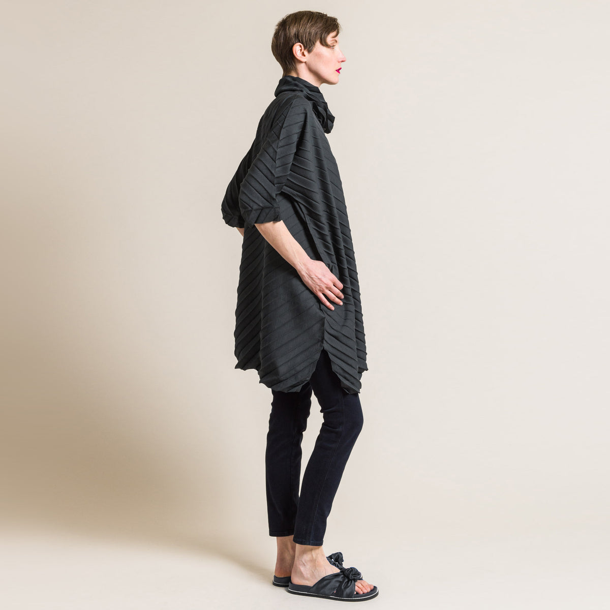 Issey Miyake Cauliflower Pleated Minidress in Grey, One size Only