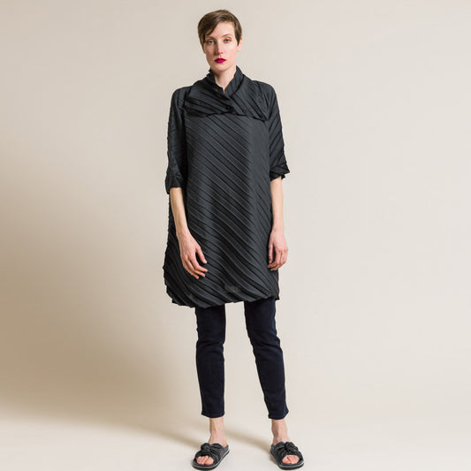 Issey Miyake Cauliflower Pleated Minidress in Grey, One size Only