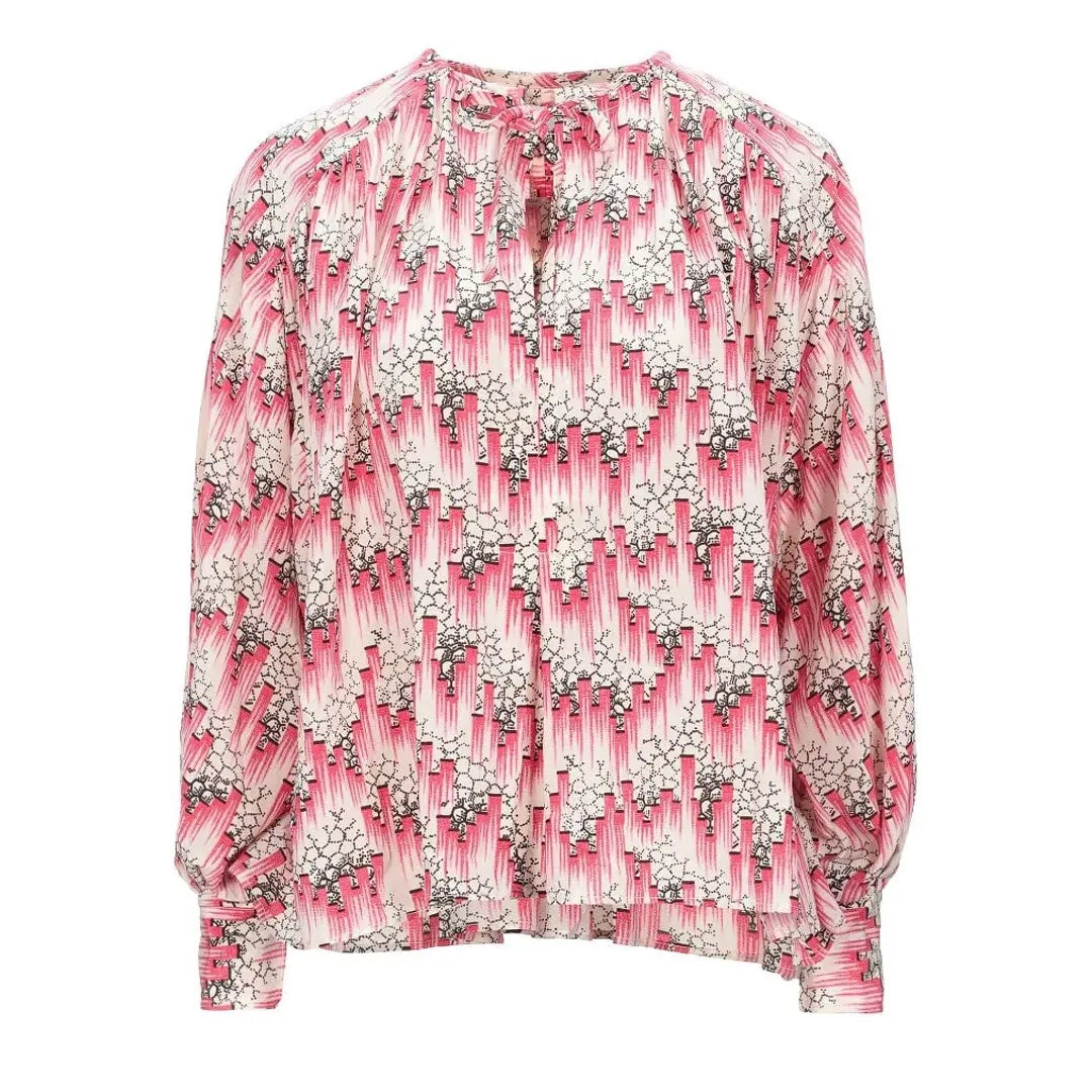 Isabel Marant "Amba" Printed Silk Blouse in Pink, size 34 (fits oversize, like a Medium??)