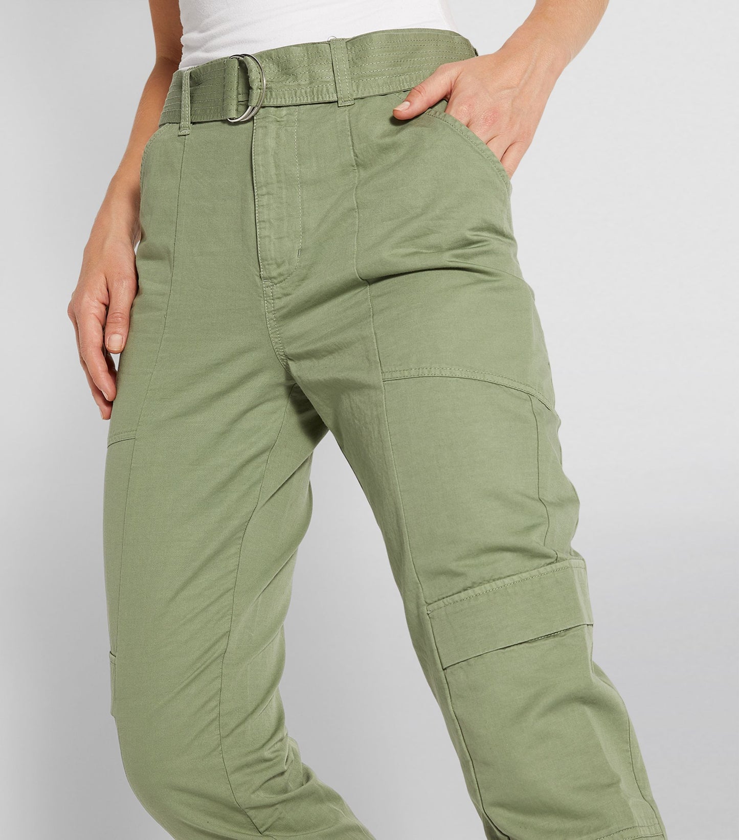 J Brand "Athena" Cotton/Linen Cargo Pant in Green, size 32