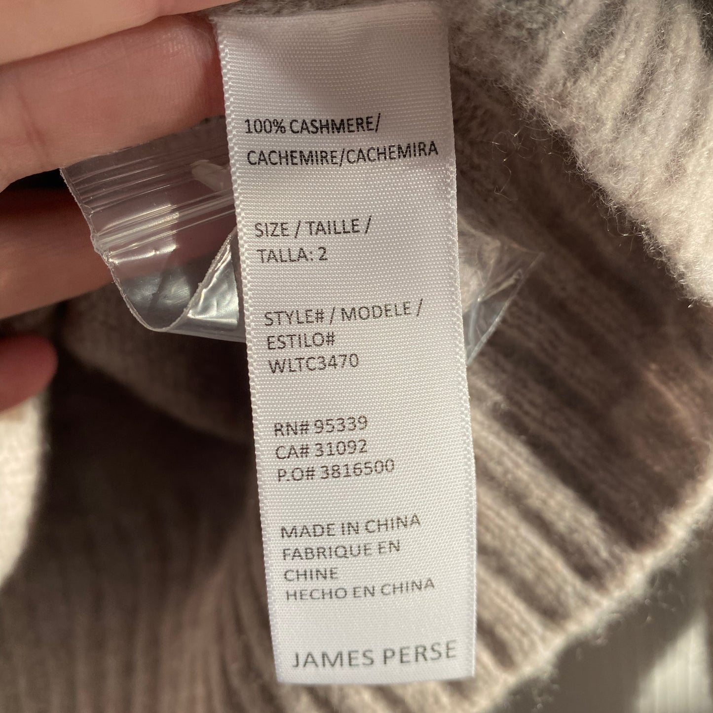 James Perse Crossover Front Cashmere Sweater, size "2" (Medium ish)