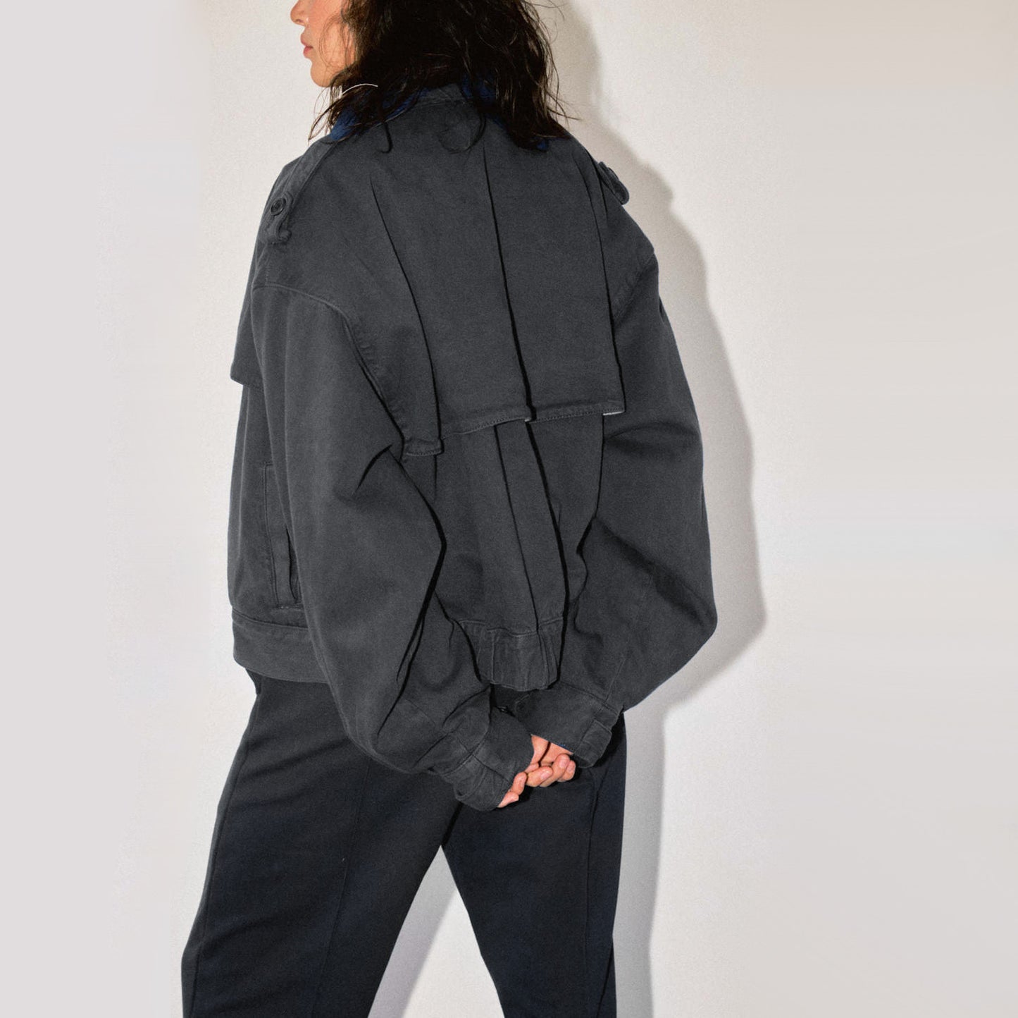 James Street Trench Bomber in Grey, size Large