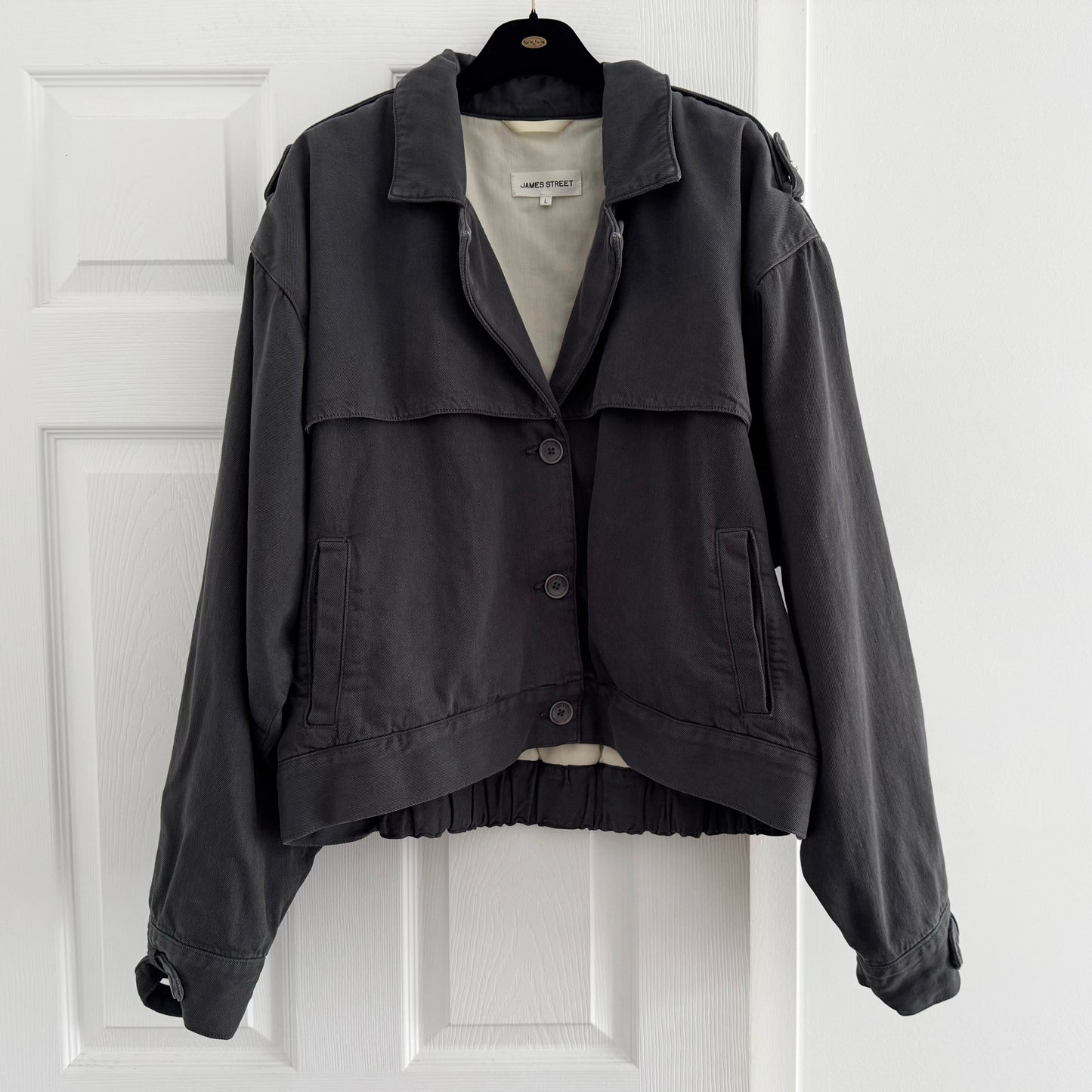 James Street Trench Bomber in Grey, size Large