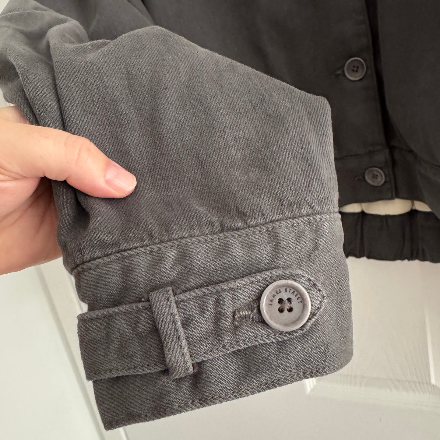 James Street Trench Bomber in Grey, size Large