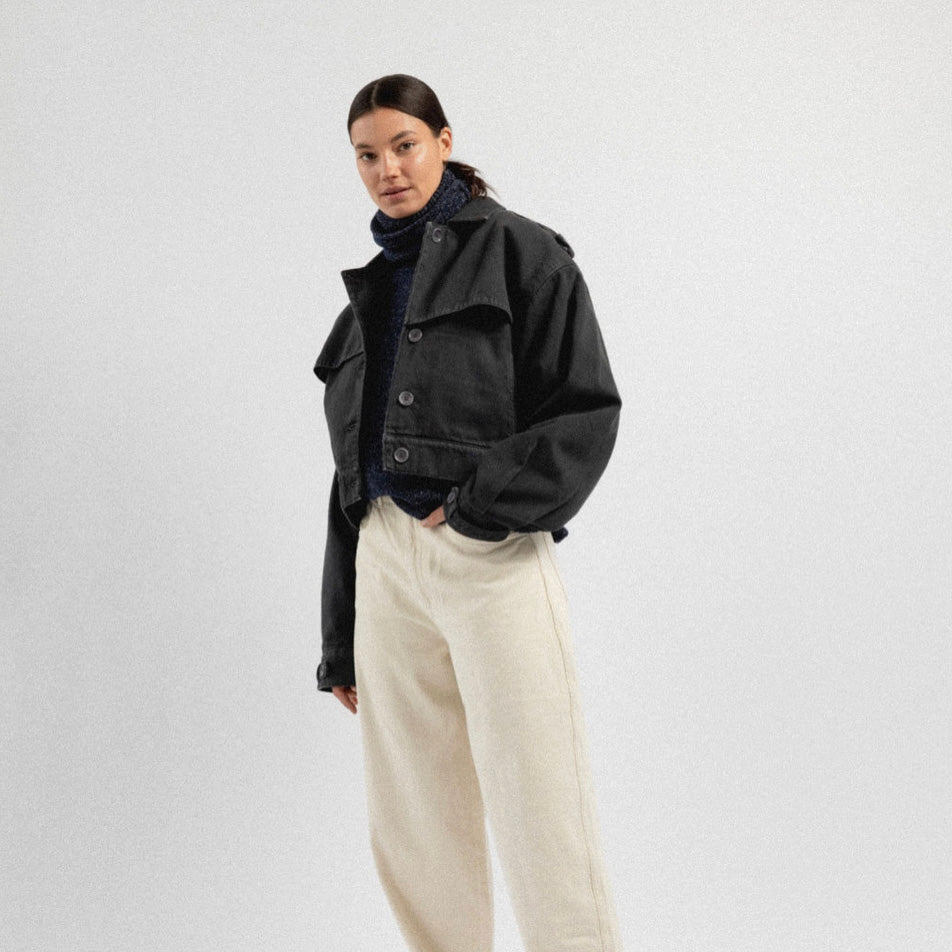 James Street Trench Bomber in Grey, size Large