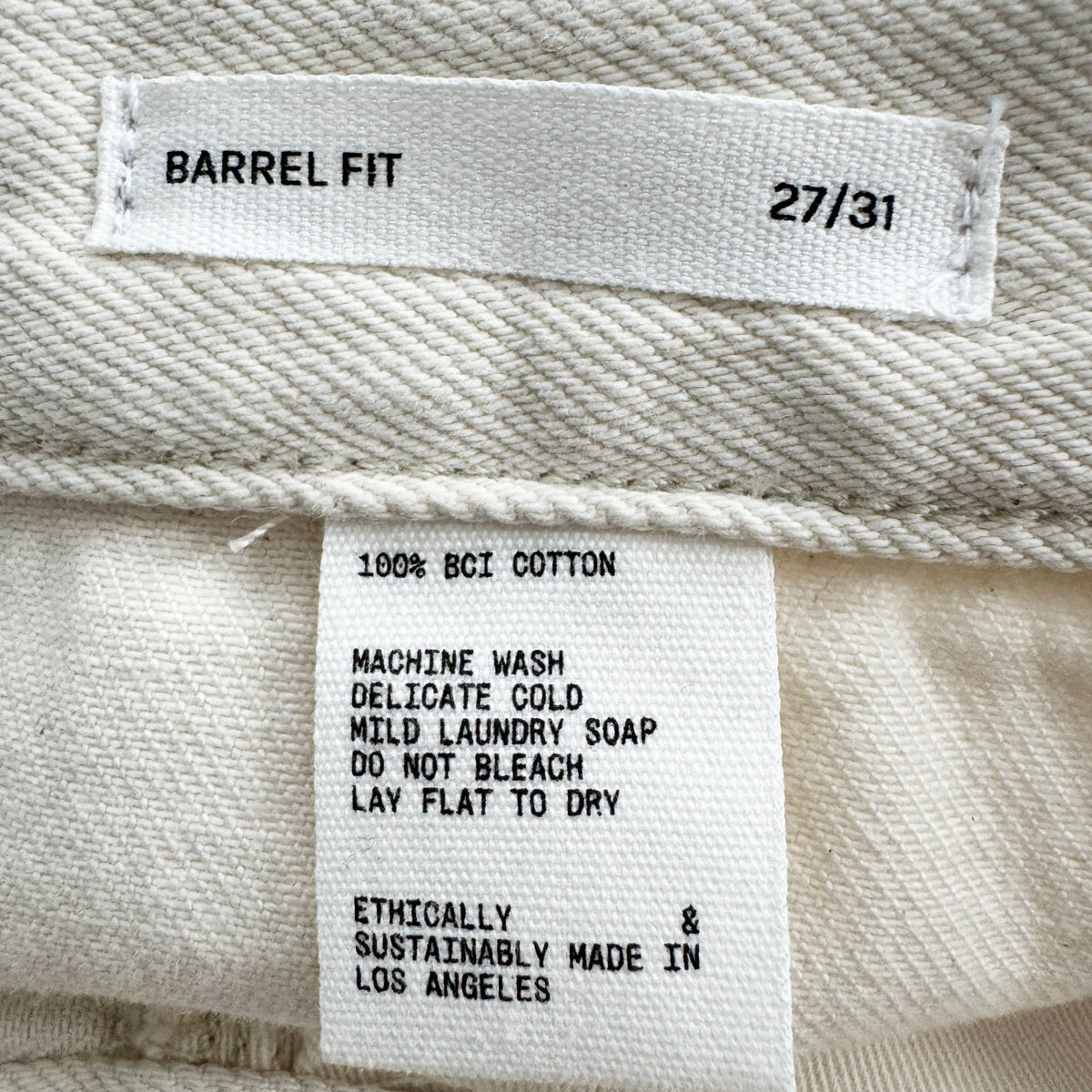 James Street Cargo Barrel Leg Jean in Natural, size 27