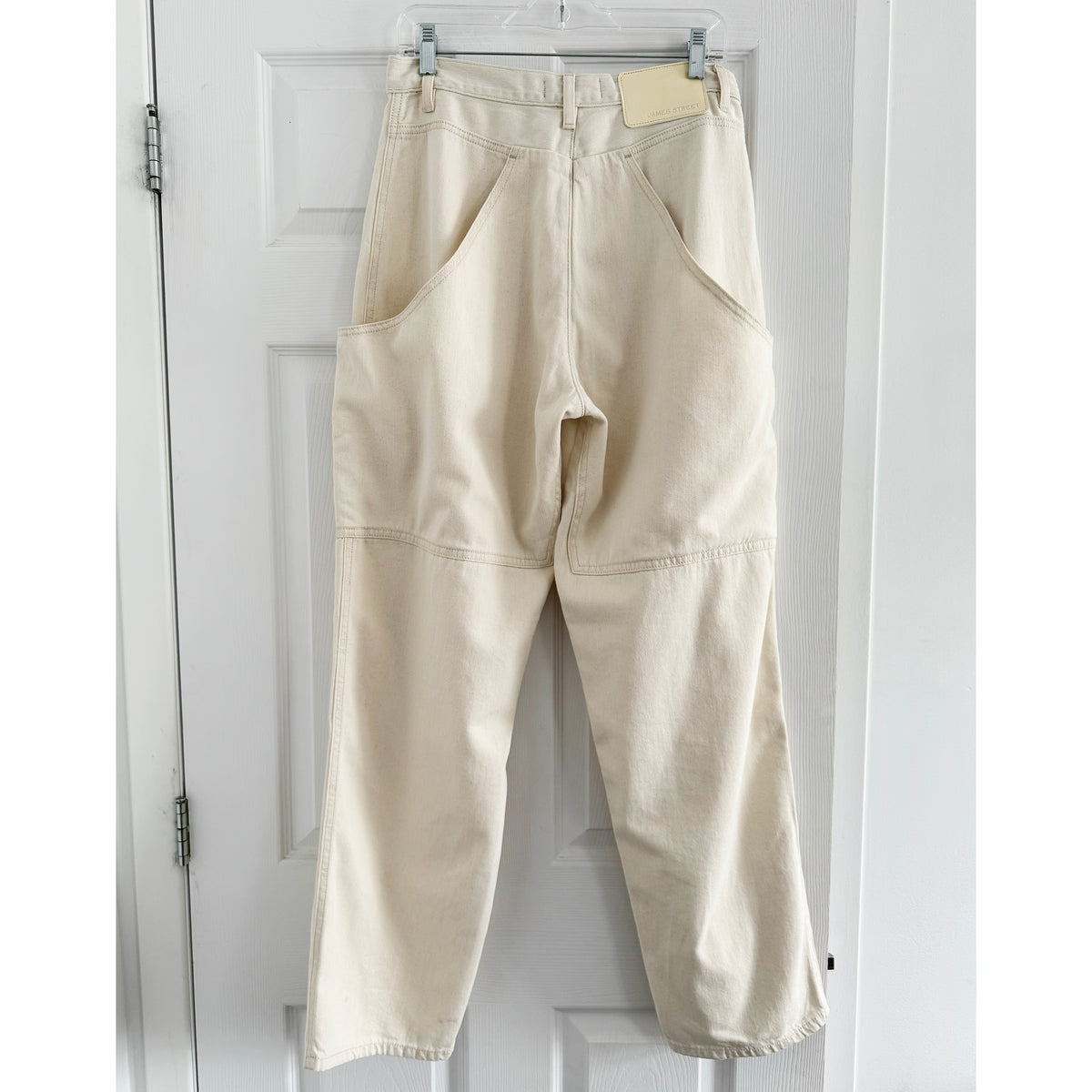 James Street Cargo Barrel Leg Jean in Natural, size 27