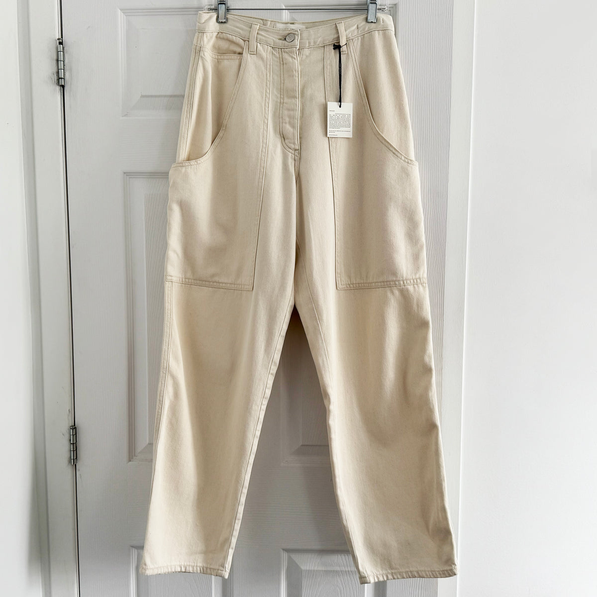 James Street Cargo Barrel Leg Jean in Natural, size 27