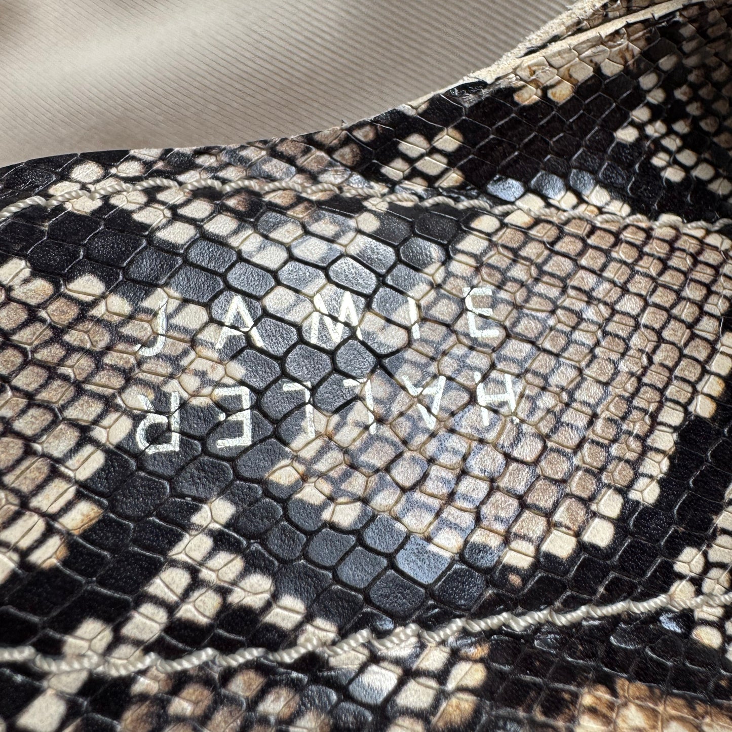 Jamie Haller Double Strap Sandals in Snakeskin, size 39 (fits 8.5)
