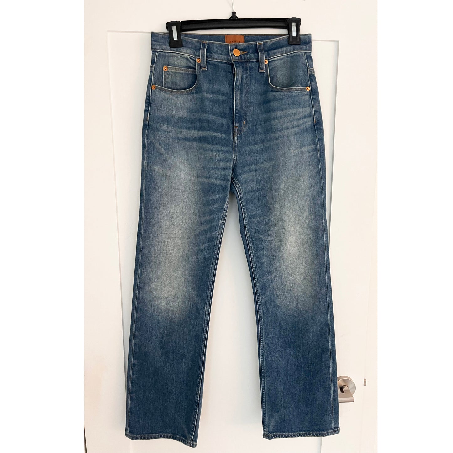 Jamie Haller "Kenickie" Jeans in Distressed Indigo, size 26