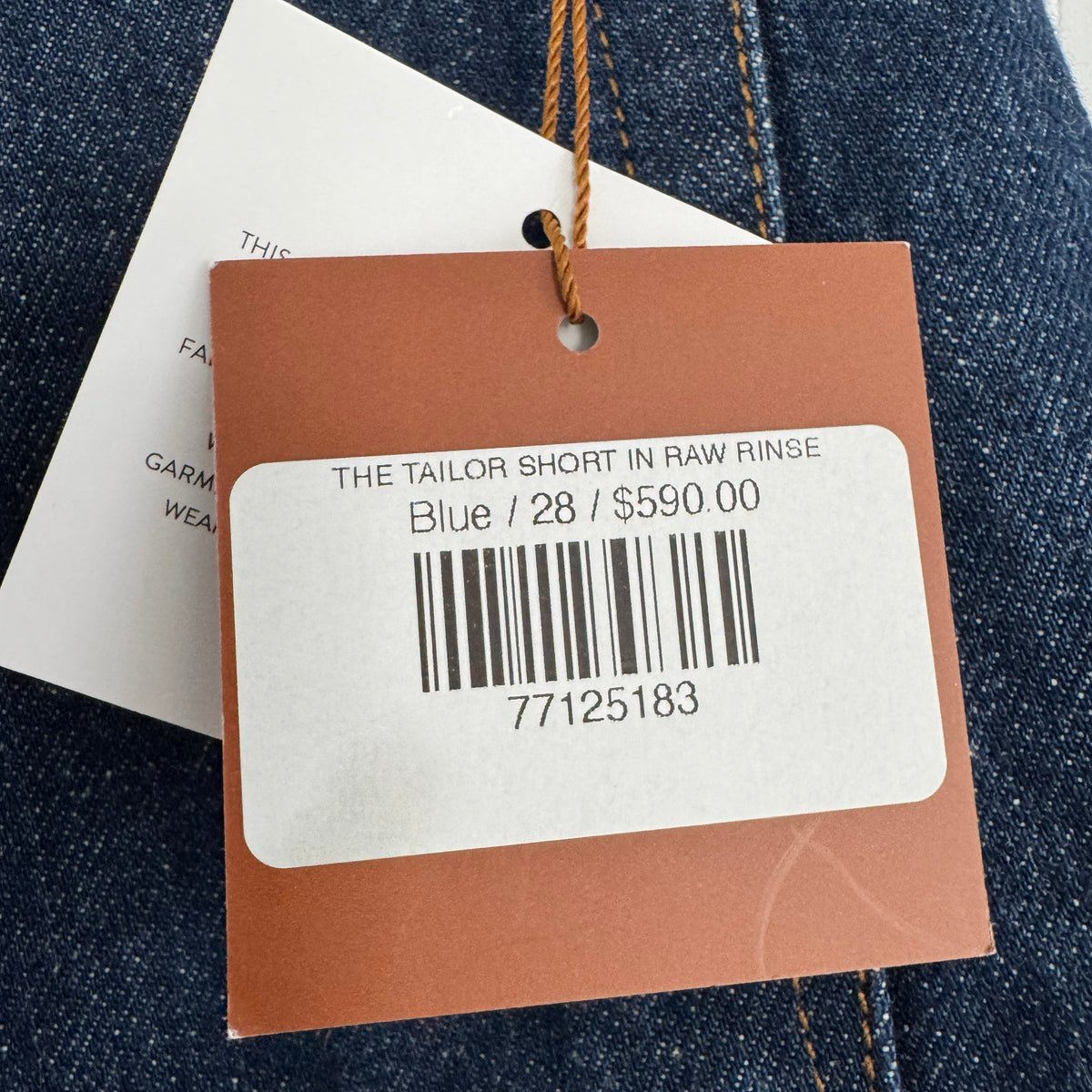 Jamie Haller "The Tailored Short" in "Raw Rinse", size 28