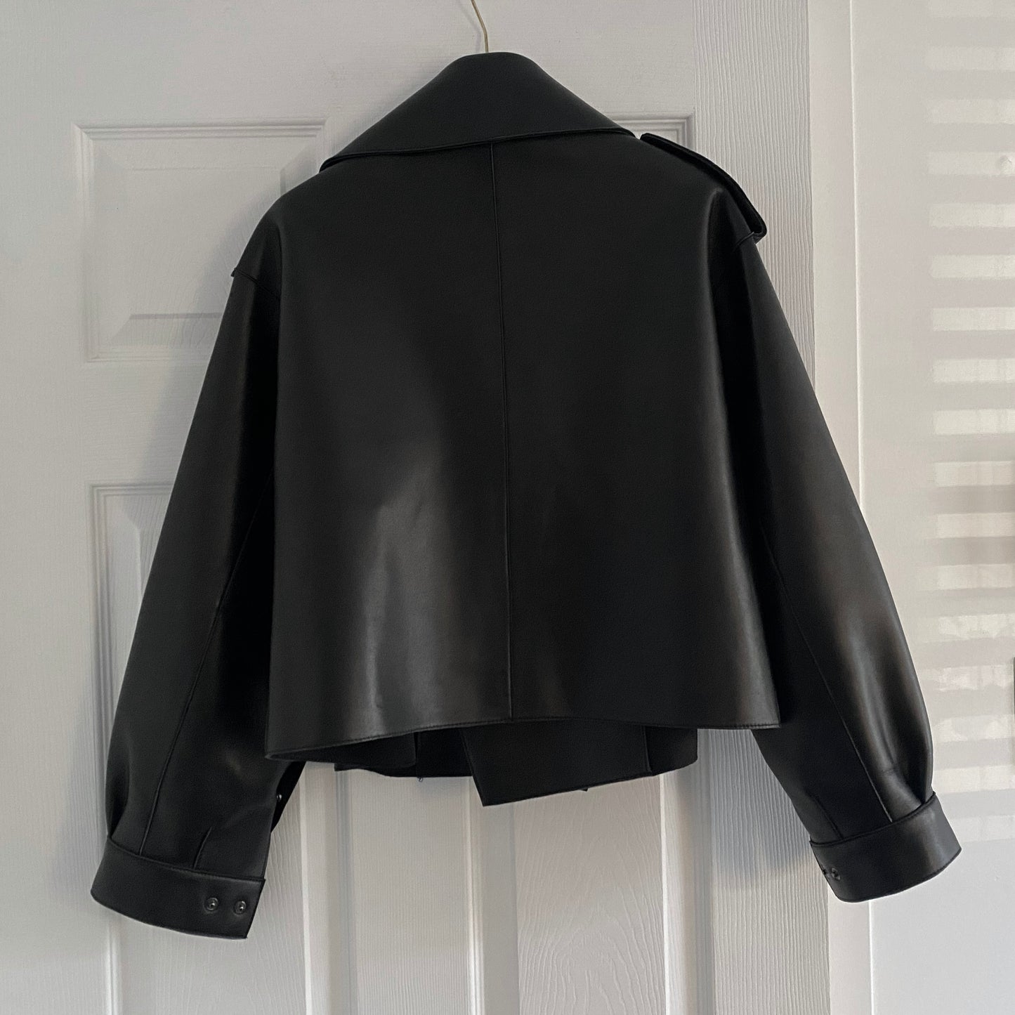 Jane & Tash Black Leather Jacket, Size Large