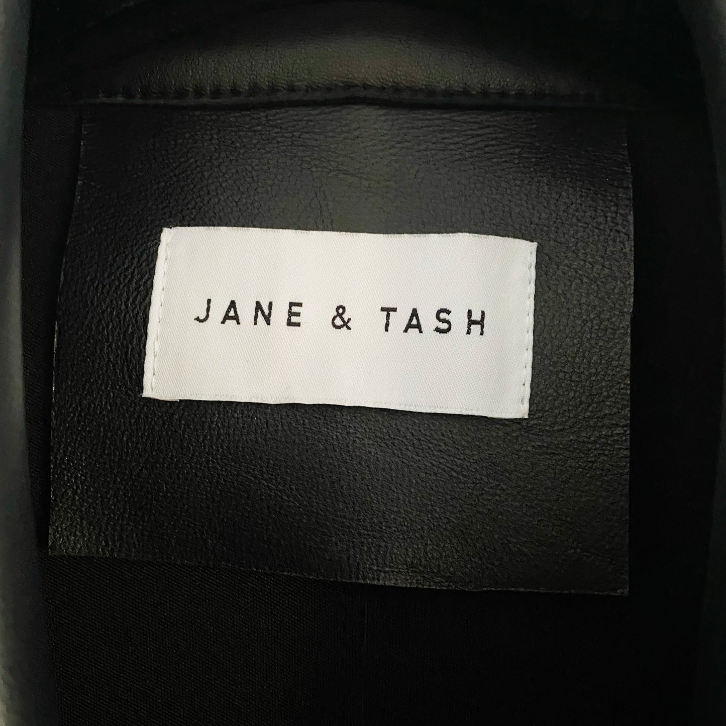 Jane & Tash Black Leather Jacket, Size Large