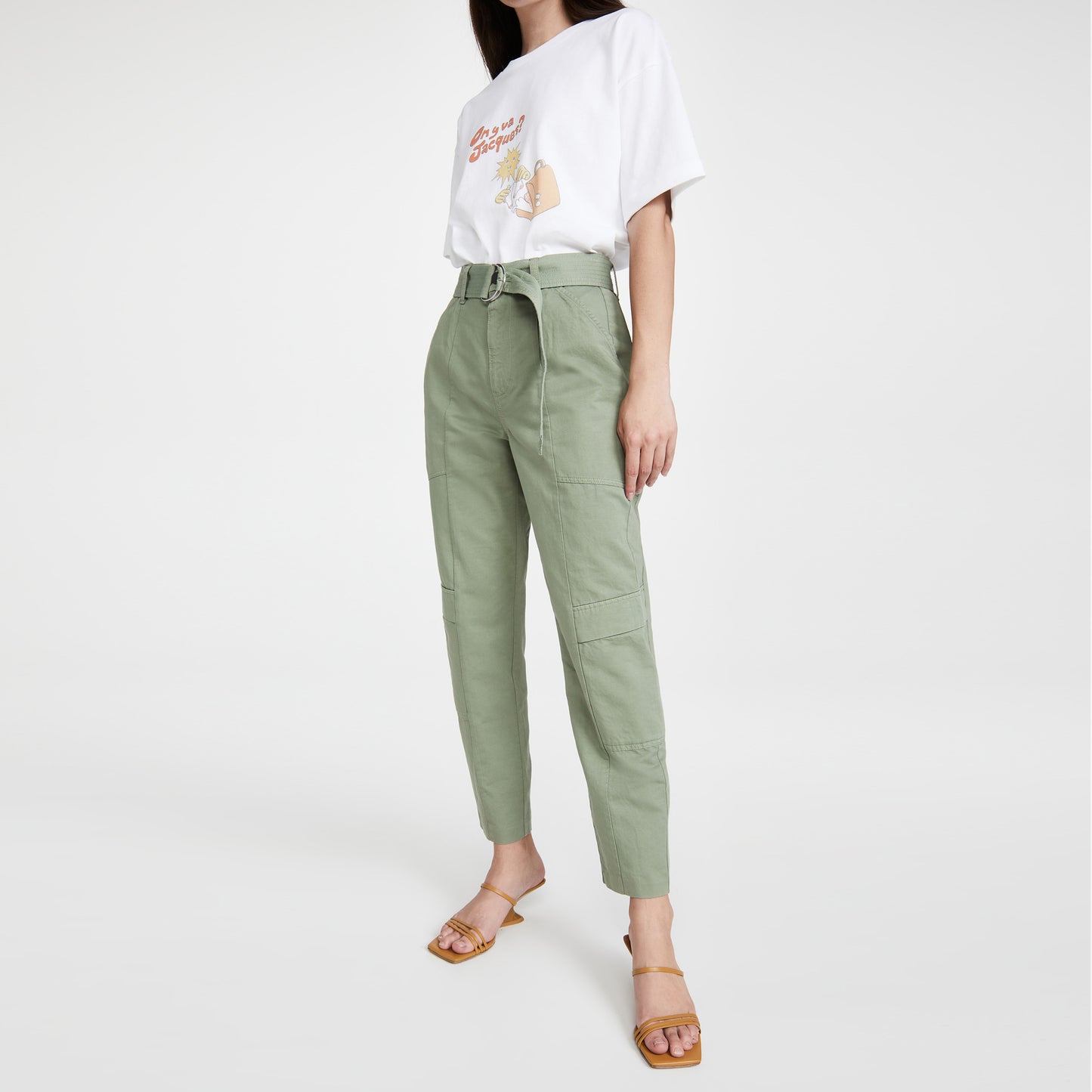 J Brand "Athena" Cotton/Linen Cargo Pant in Green, size 32