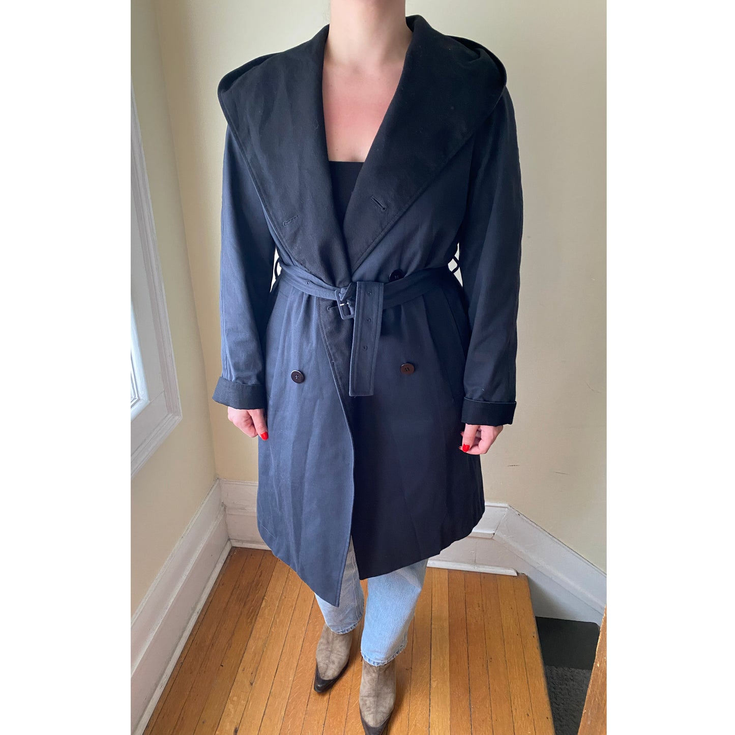 Jean Paul Knott Navy/Black Trench, size "2" (fits size Medium)
