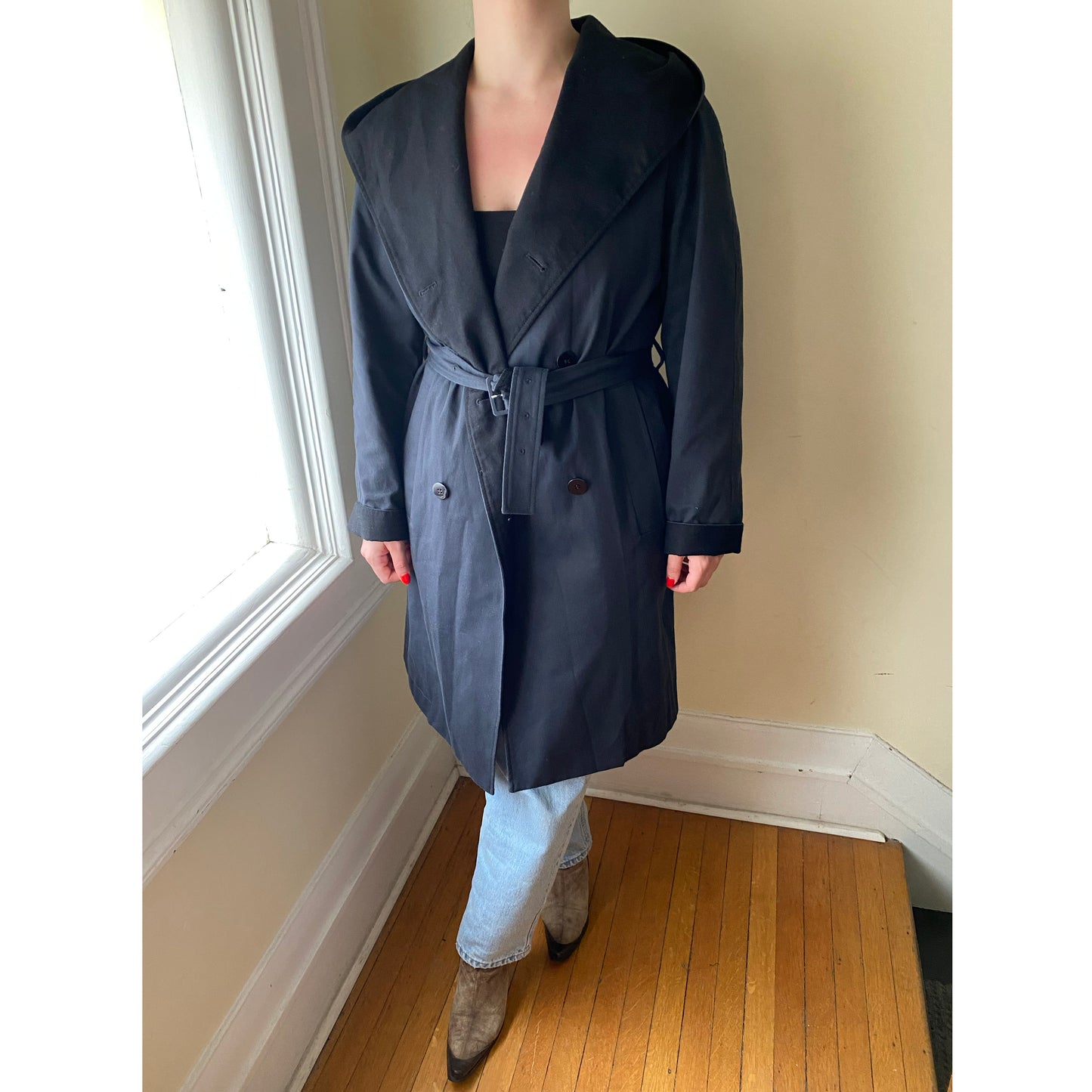 Jean Paul Knott Navy/Black Trench, size "2" (fits size Medium)