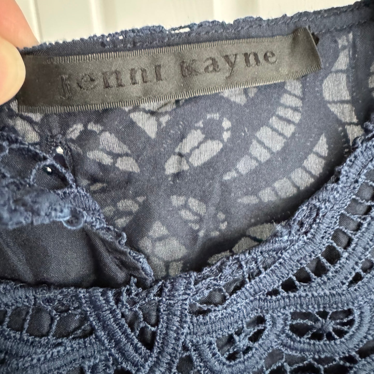 Jenni Kayne Sleeveless Navy Lace Top, size XS