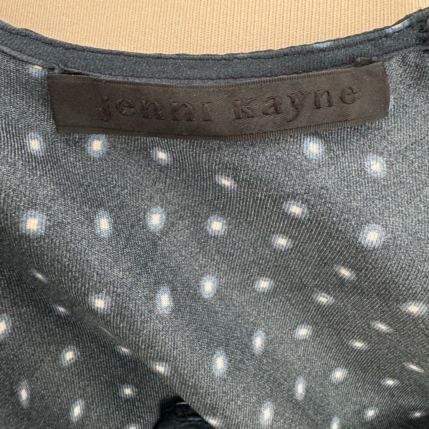 Jenni Kayne Polka Dot Silk Blouse in Navy, size XS