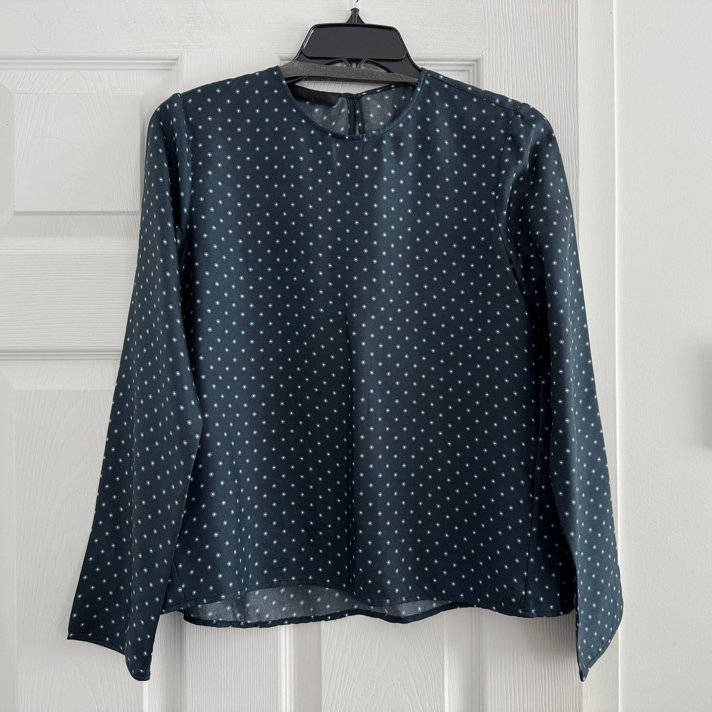 Jenni Kayne Polka Dot Silk Blouse in Navy, size XS