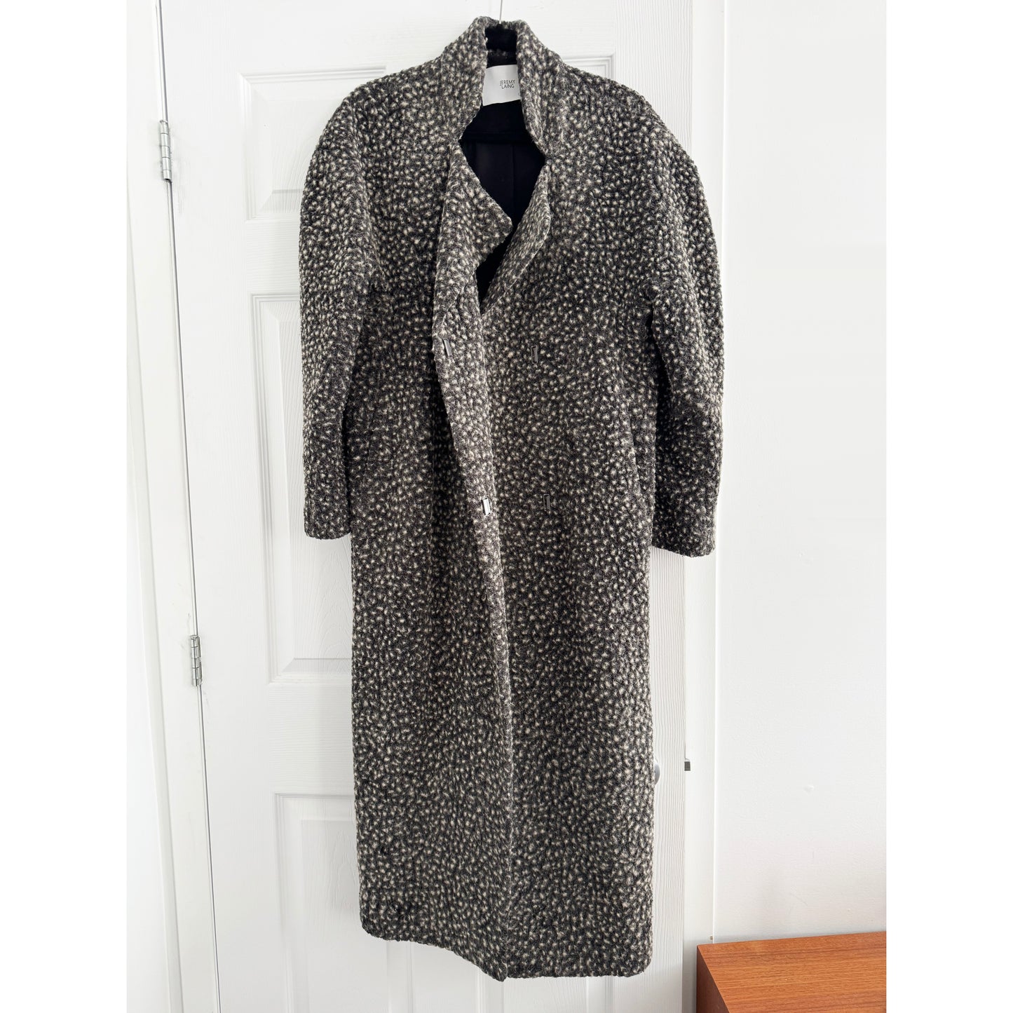 Jeremy Liang Speckled Grey Coat, size Medium