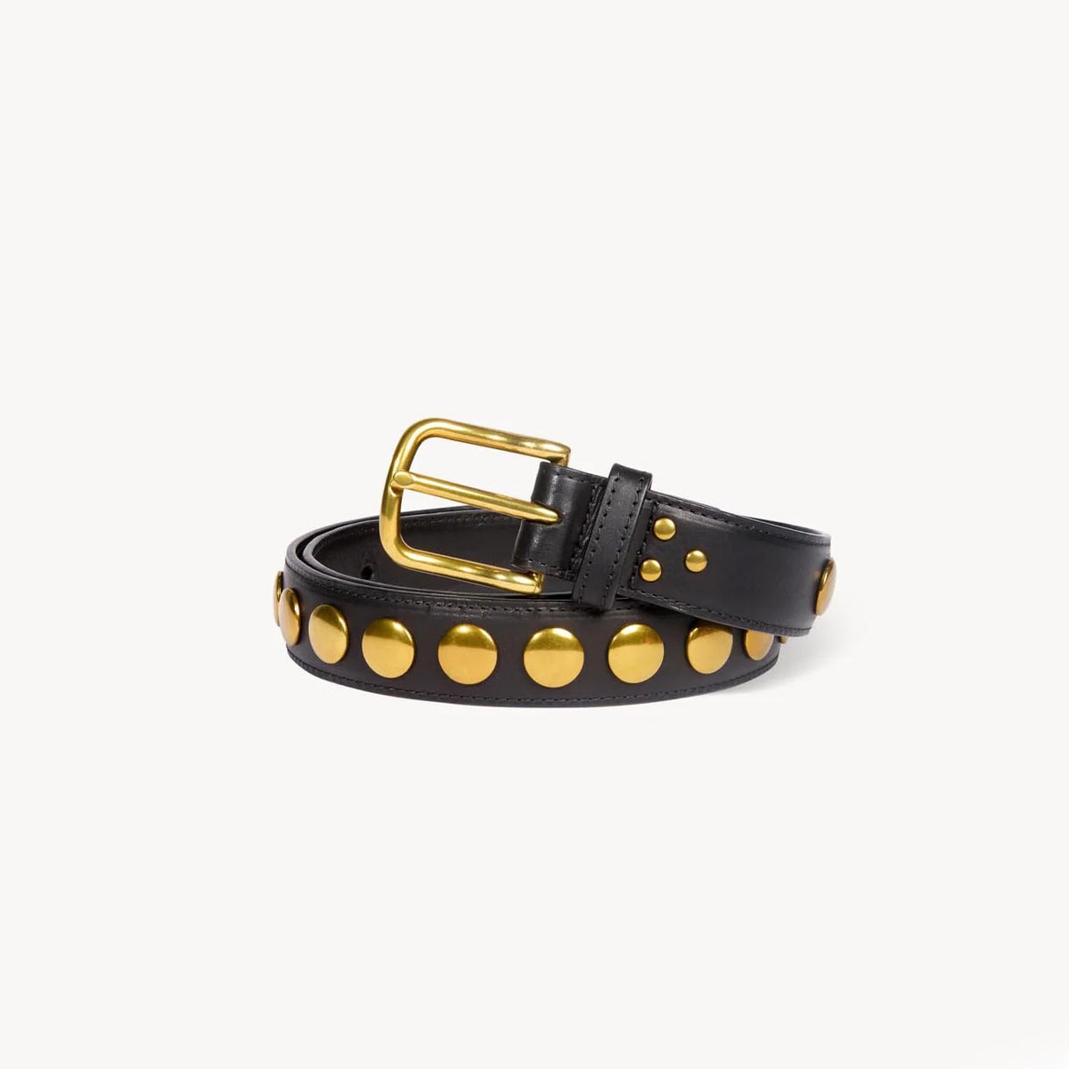 Jerome Dreyfuss Belt in Black Leather with Brass Studs, size Medium.