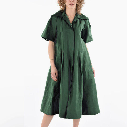 Jil Sander Pleated Poplin Dress in Green, size 38 (fits size 10 ish)