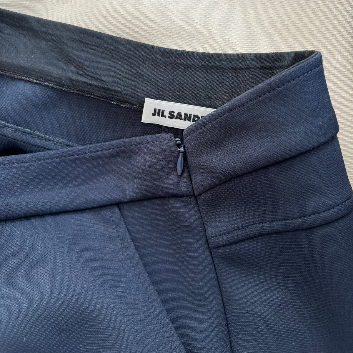 Jil Sander Cropped Scuba Pants in Navy, size 38
