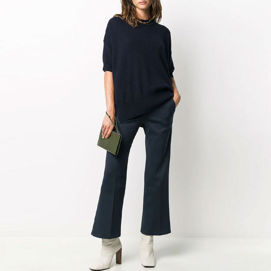 Jil Sander Cropped Scuba Pants in Navy, size 38
