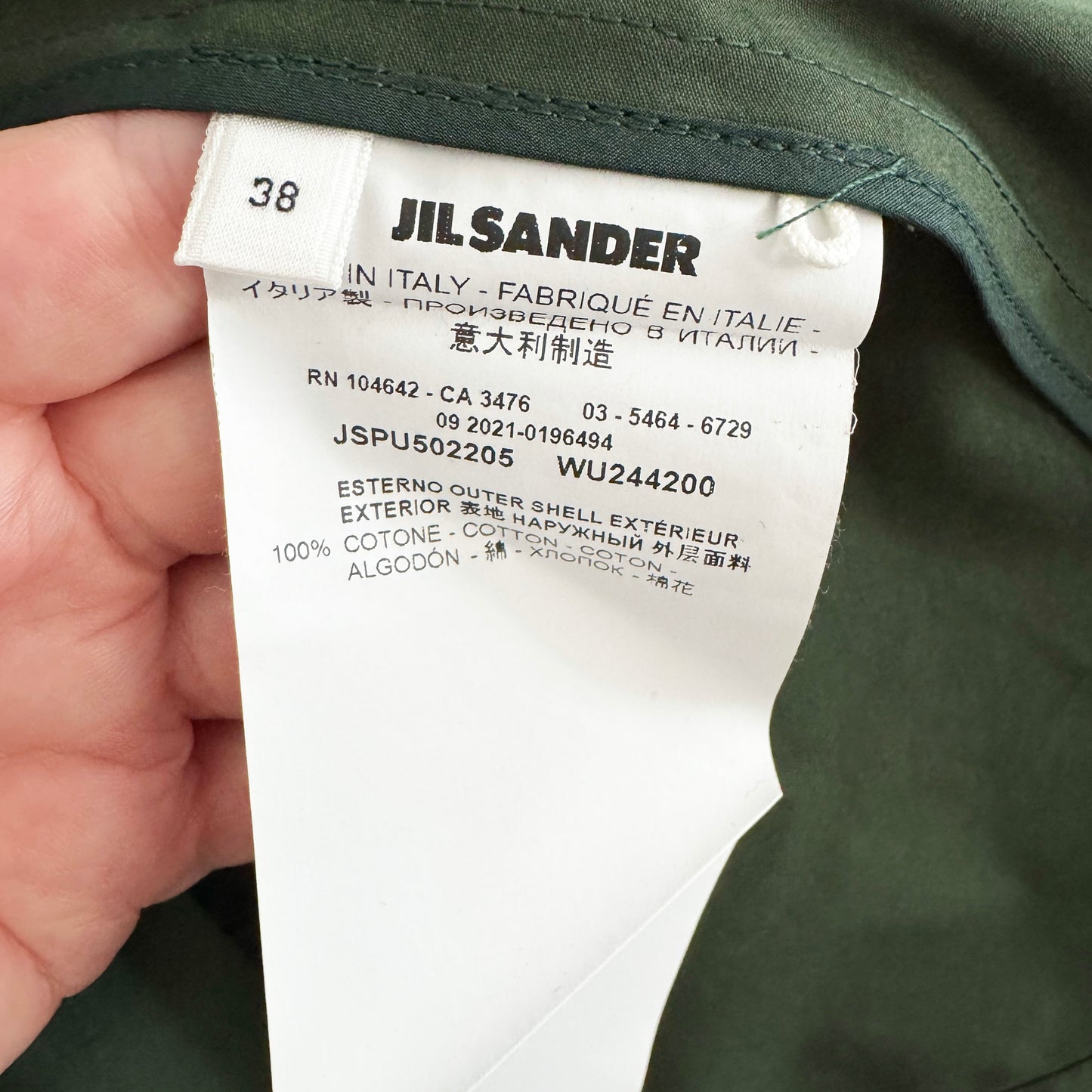 Jil Sander Pleated Poplin Dress in Green, size 38 (fits size 10 ish)