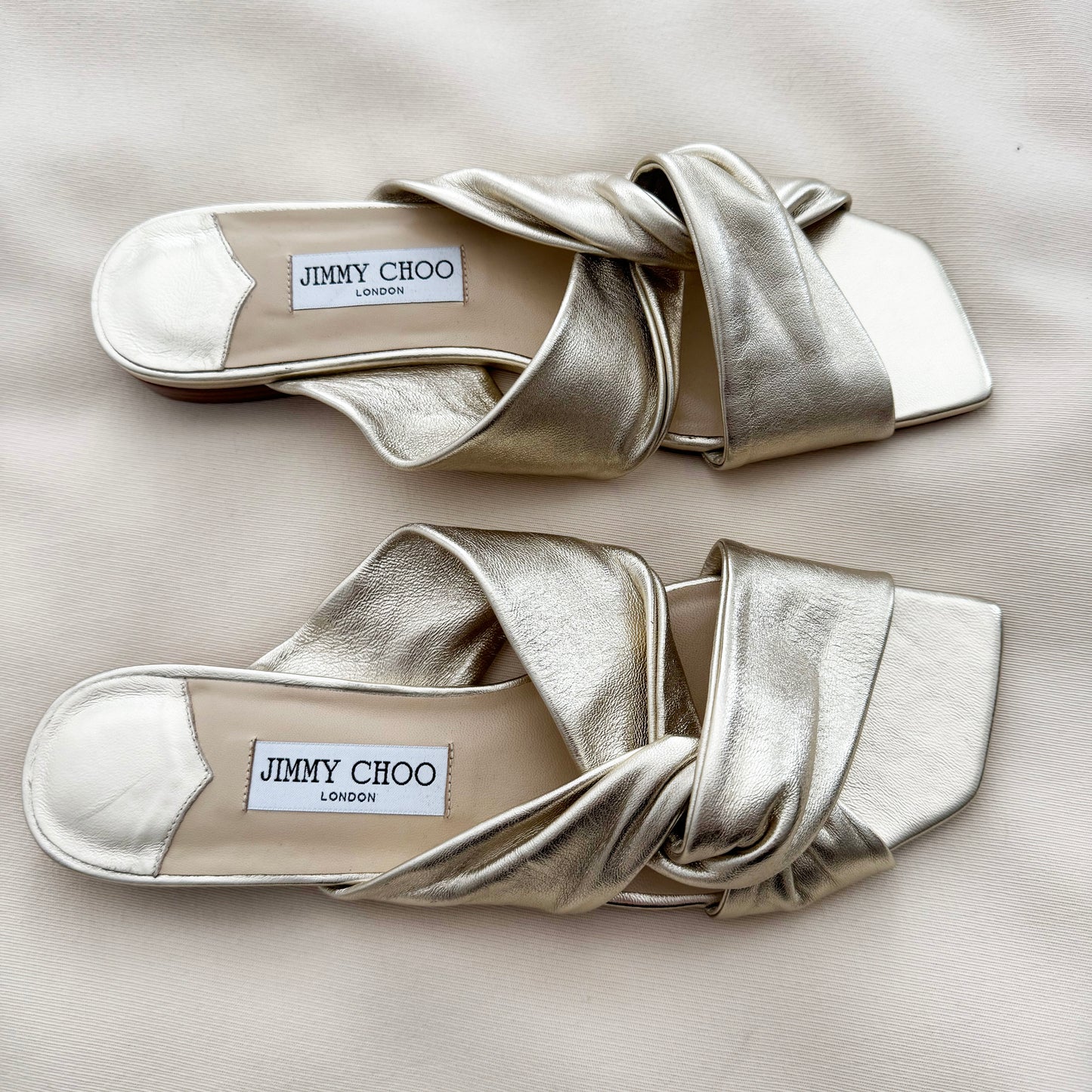 Jimmy Choo "Narisa" Sandals in Champagne, size 41 (fits 10/10.5)