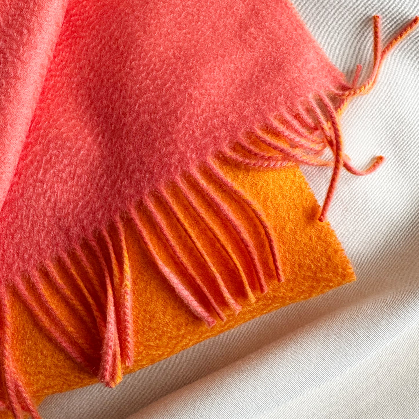 Johnsons of Elgin Double Sided Orange/Pink Cashmere Scarf