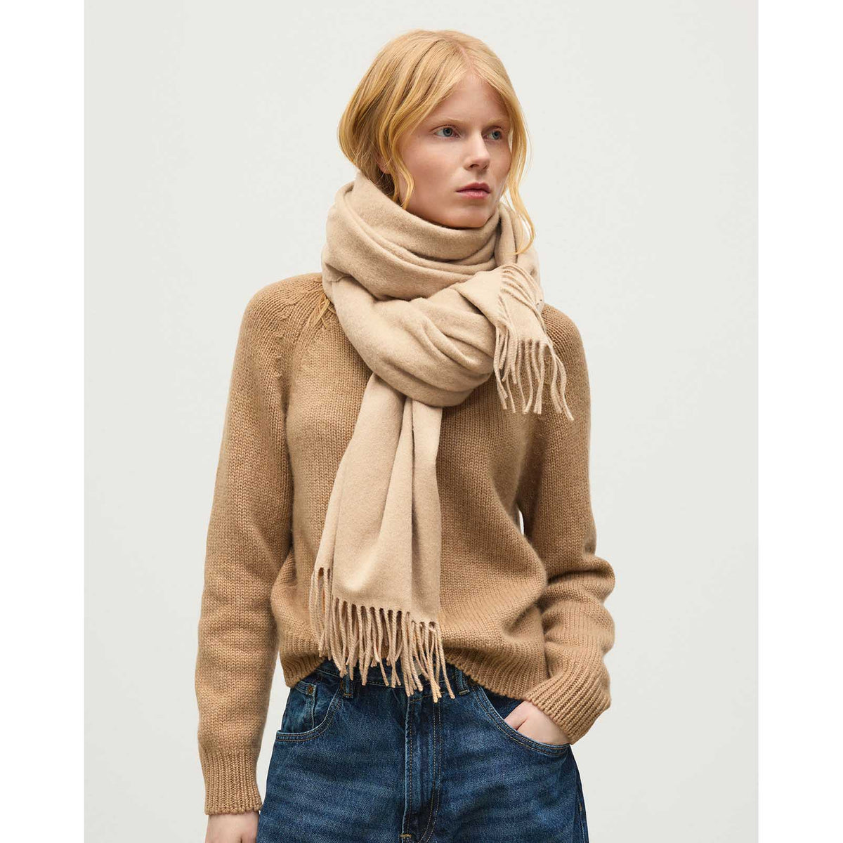 Johnston's of Elgin Cashmere Scarf in Beige