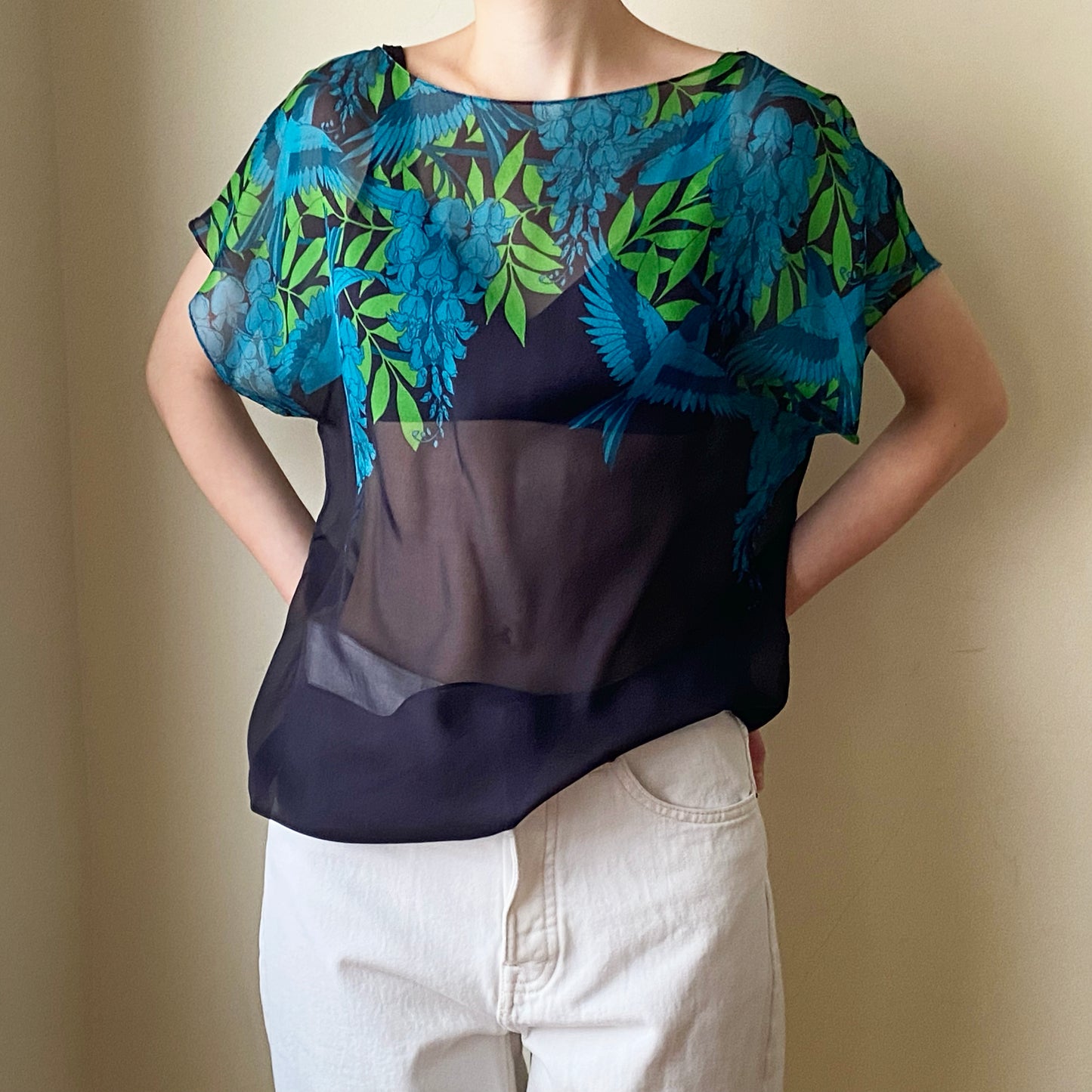 Jonathan Saunders Printed Silk Chiffon Blouse, size 40 (Fits like a size small)