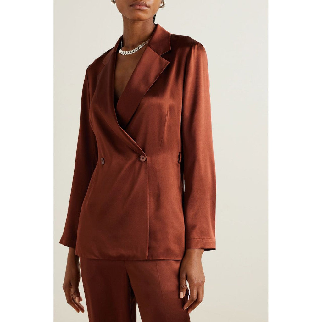 Joseph Silk Satin "Joubert" Blazer in Mahogany, size 36 (Fits like 2/4)