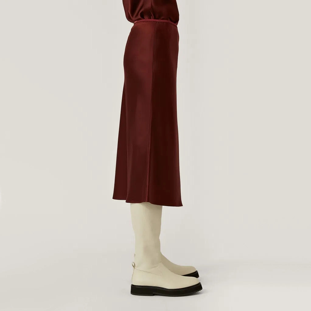 Joseph Silk Satin "Isaak" Skirt in Mahogany, size 34