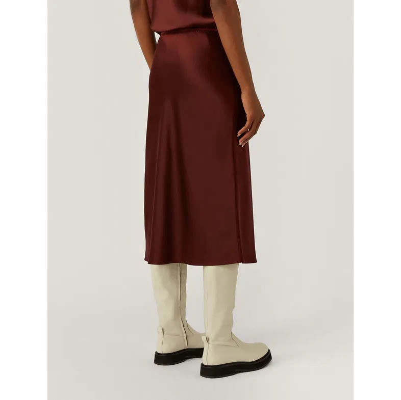 Joseph Silk Satin "Isaak" Skirt in Mahogany, size 34